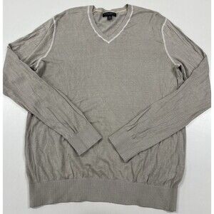 Women's Beige Banana Republic Silk Linen V-neck Sweater, Size Large